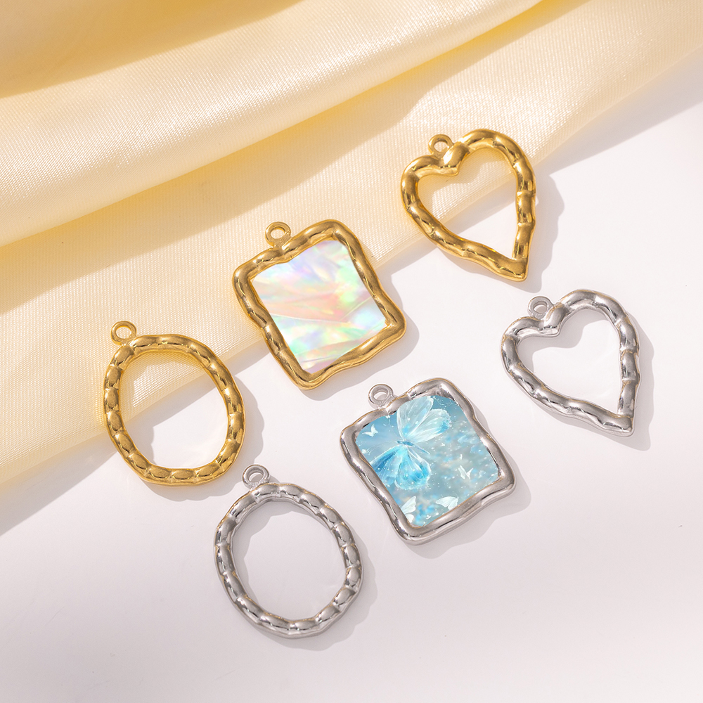 Resin Art Supplies - 5pcs Stainless Steel Heart Round Open