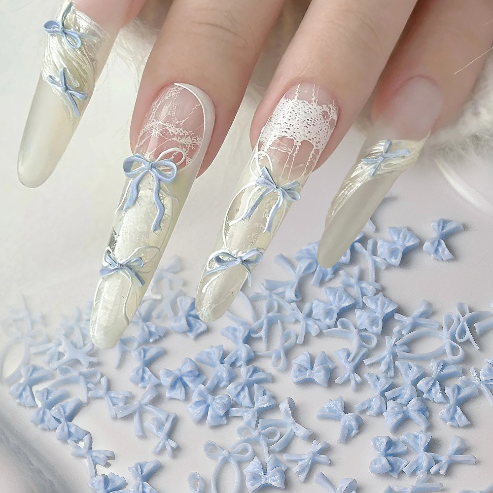 Resin Art Baby - 100pcs Baby Blue Mini Ribbon Bowknot