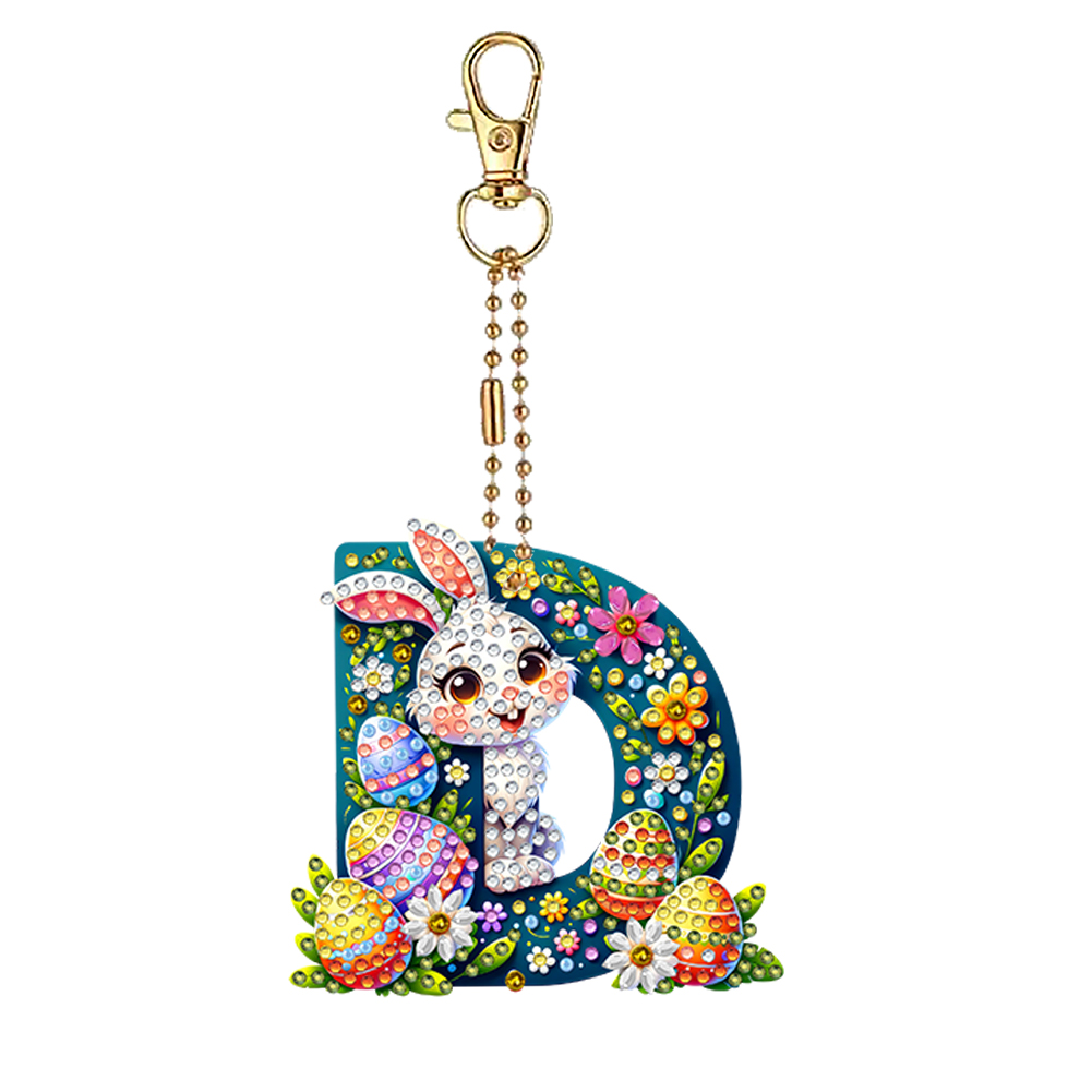 Resin Art Letter Keychain - Easter Diamond Art Keychain Ornaments Double