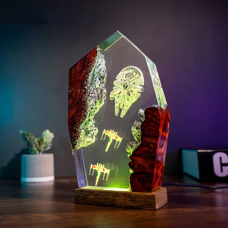 Resin Art Baby - Table Resin Lamp Universe War Sence