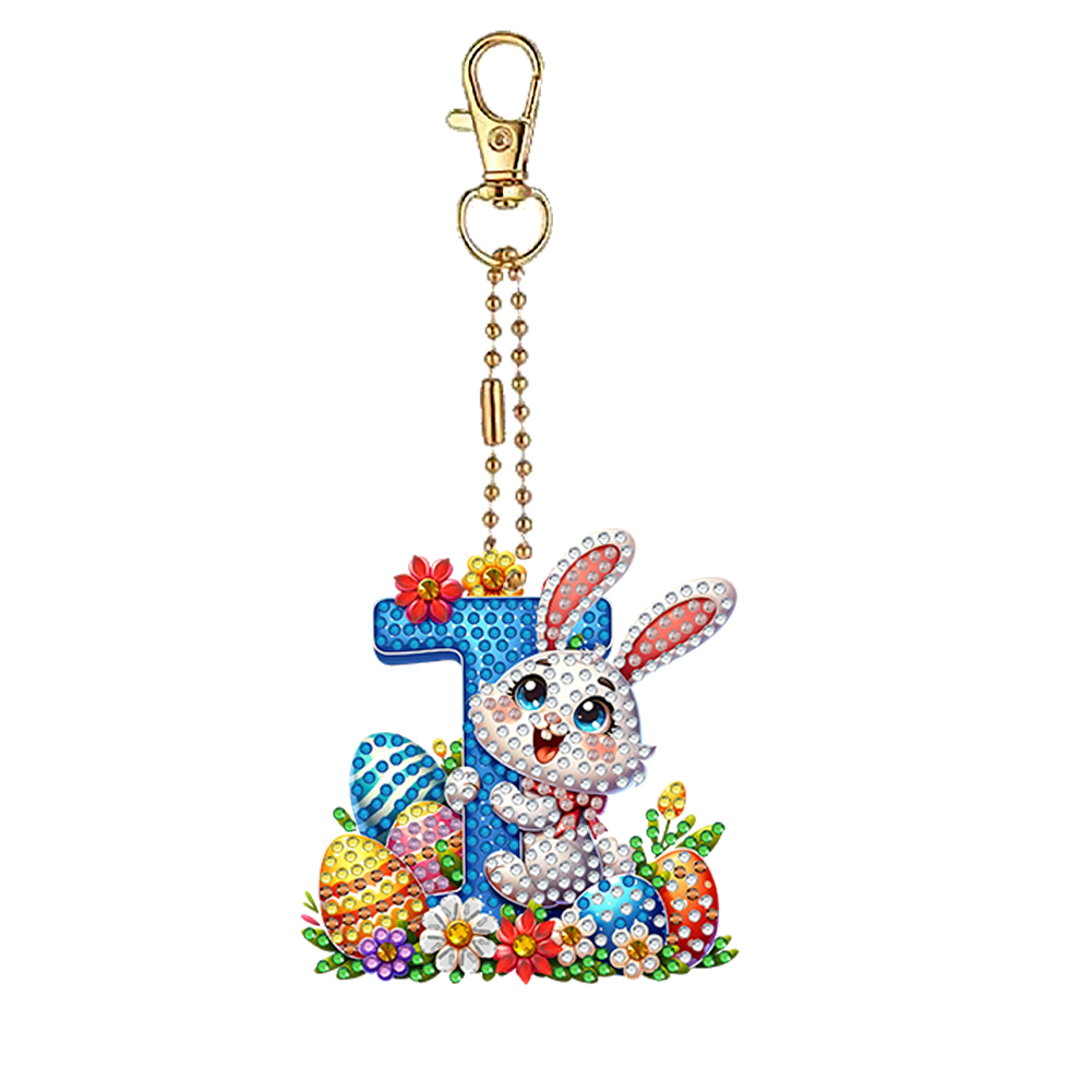 Resin Art Letter Keychain - Easter Diamond Art Keychain Ornaments Double