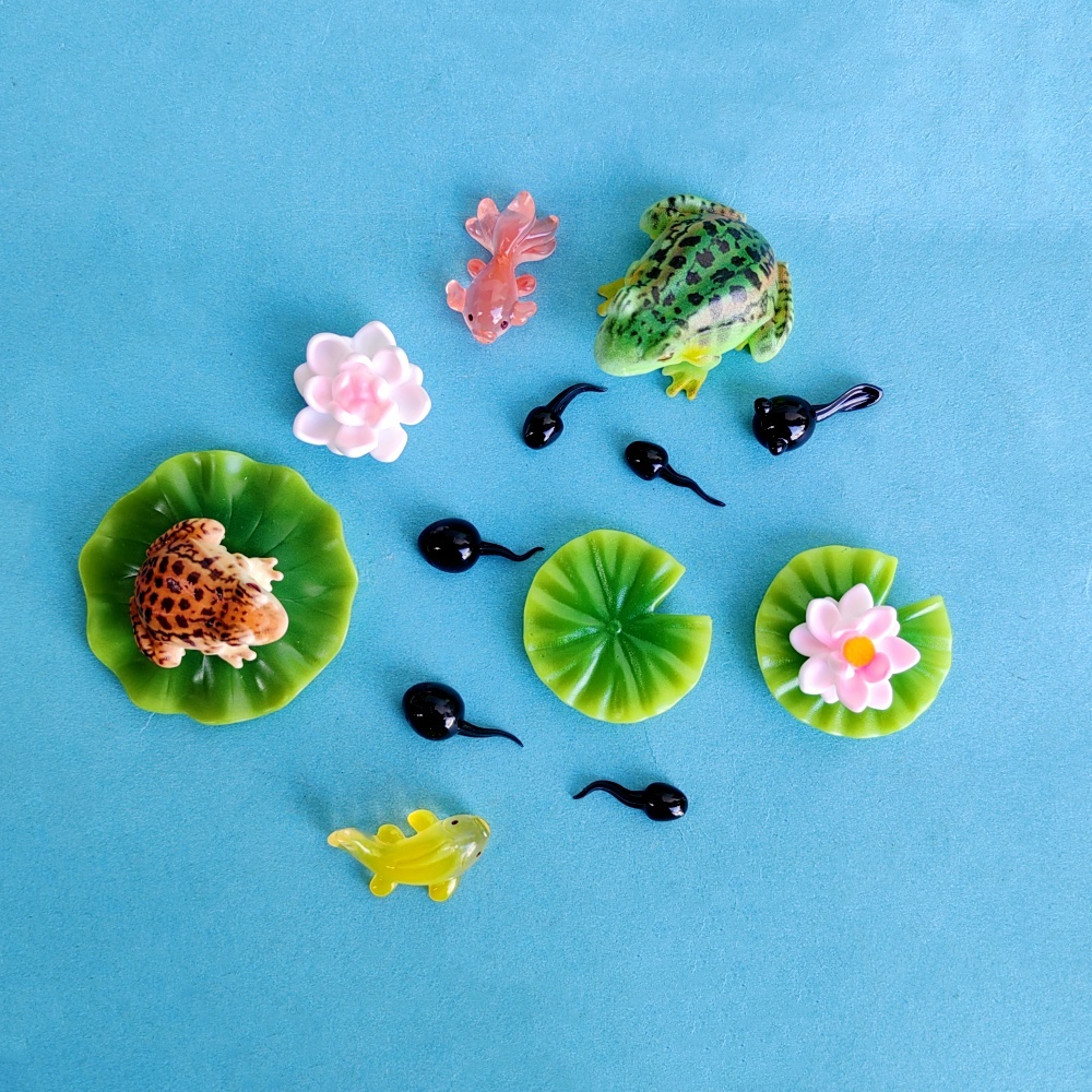 Resin Art Supplies - Funny Mini Frog Tadpole Lotus Flower