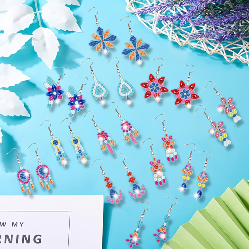 Resin Art Earrings Kit - 12 Pairs Diamond Art Earring Making