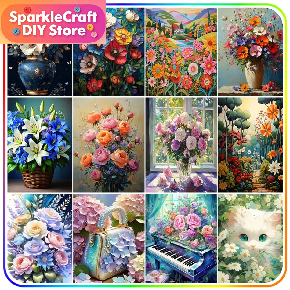 Resin Art For Beginners - 1pc frameless Diamond Painting Kits Flowers