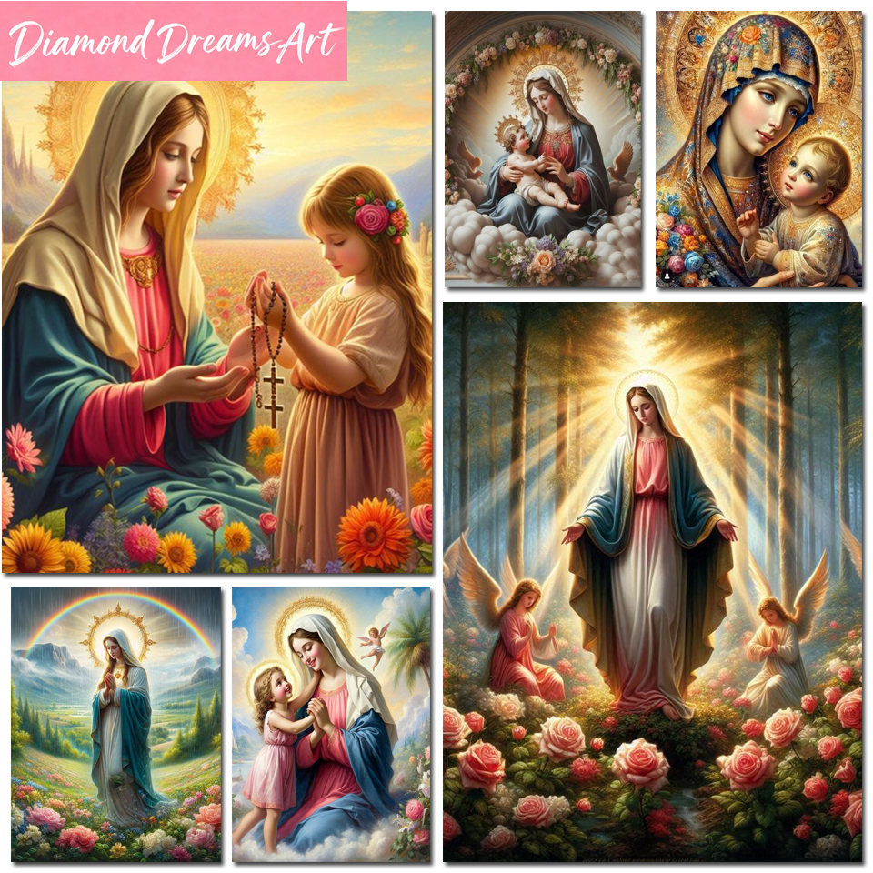 Resin Art For Beginners - Frameless,Diamond Painting Virgin Mary Flower Diy