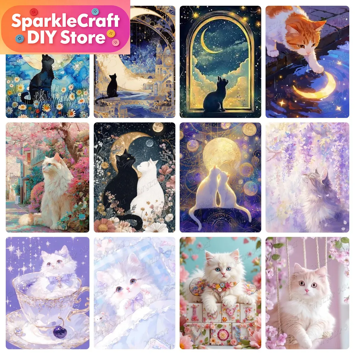 Animal Cat Moon Diamond Painti - مراجعة Resin Art For Beginners وسعره