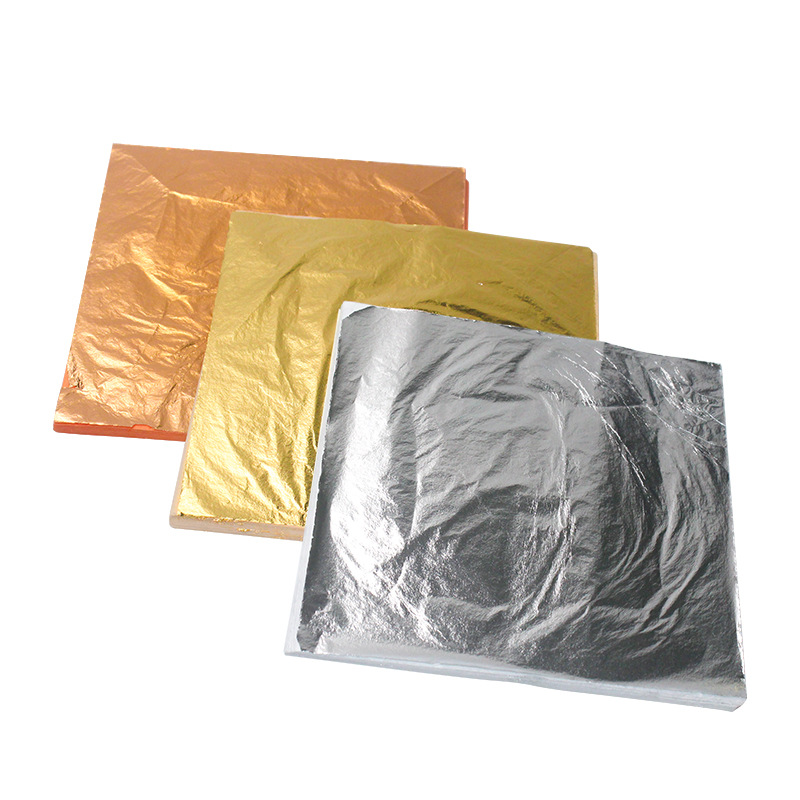 14x14cm 100pcs Shiny Gold Silv - مراجعة Gold Leaf Foil وسعره