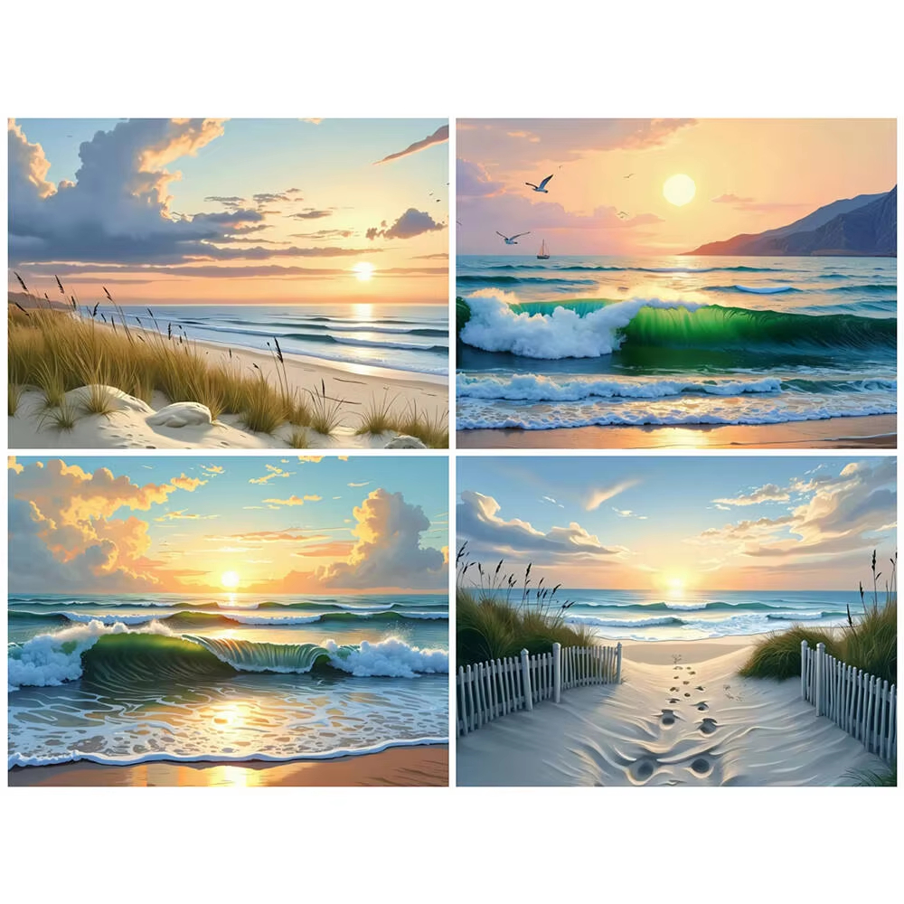 1PC frameless Sea Beach Landsc - مراجعة Resin Art For Beginners وسعره