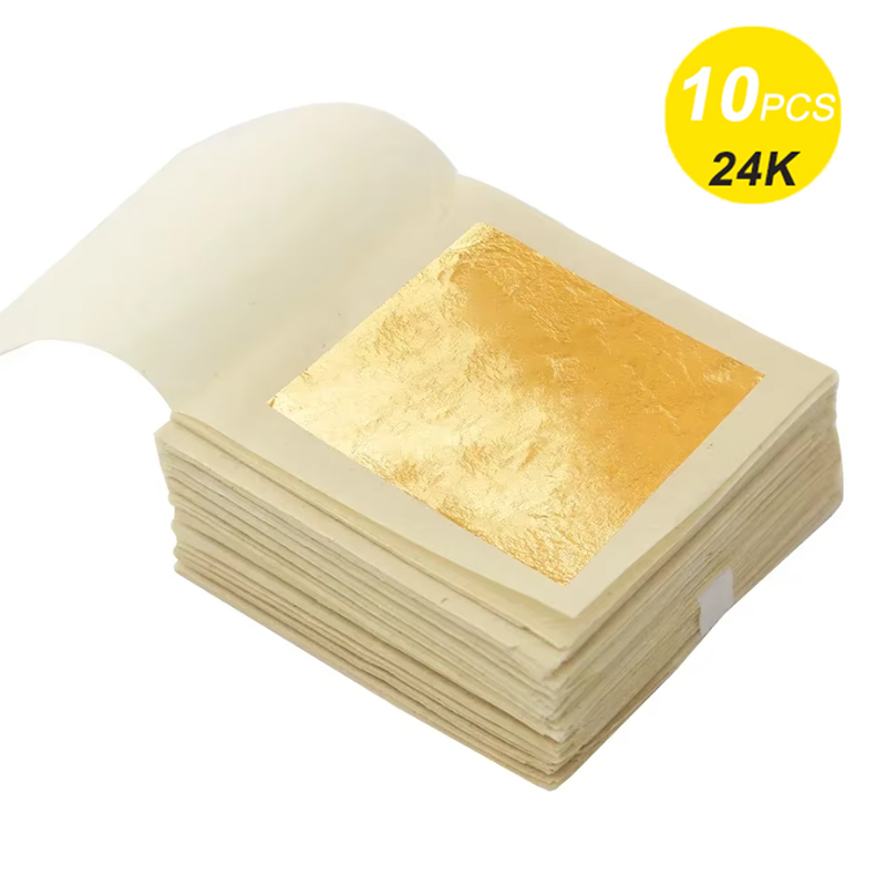 10Pcs 24 k Genuine Gold Foil P - مراجعة Gold Leaf Foil وسعره