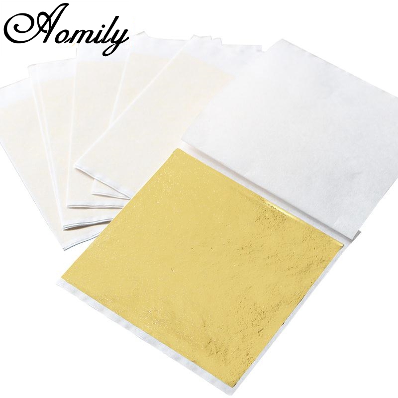 Aomily 100pcs/Set 9x9cm Practi - مراجعة Gold Leaf Foil وسعره