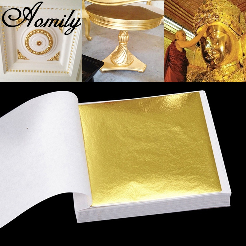 Aomily 100pcs/Set 9x9cm Practi - مراجعة Gold Leaf Foil وسعره